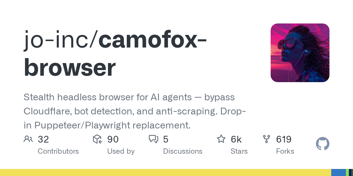 Camofox — AI 代理专用的反检测浏览器，C++ 级指纹伪装