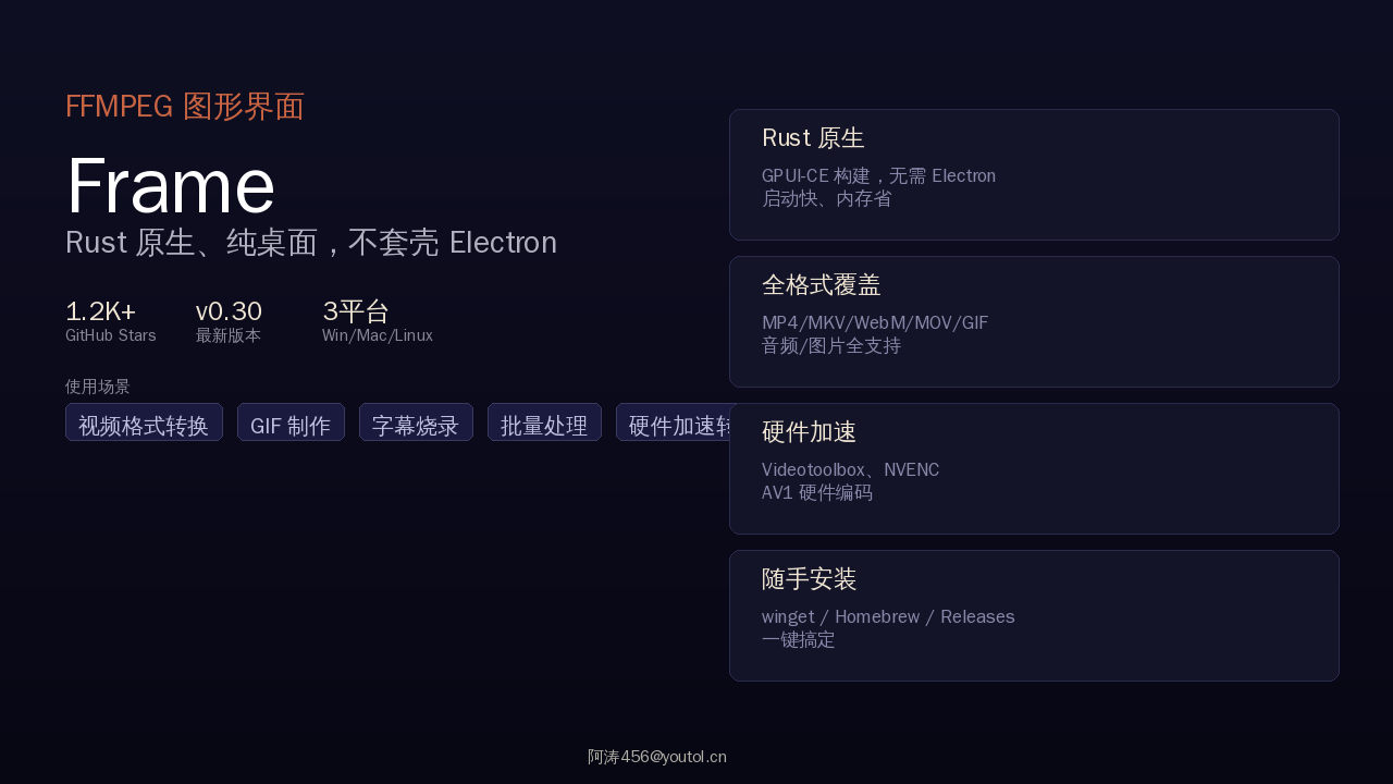 Frame：一个 Rust 写的 FFmpeg 图形界面，轻巧好用