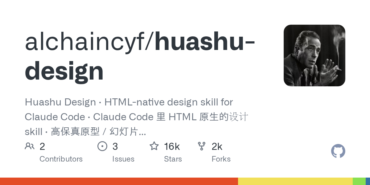 花叔开源 huashu-design：说句话 Agent 就能出设计稿