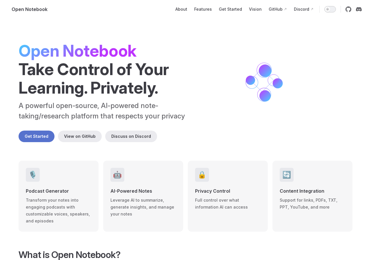 Open Notebook 官网截图