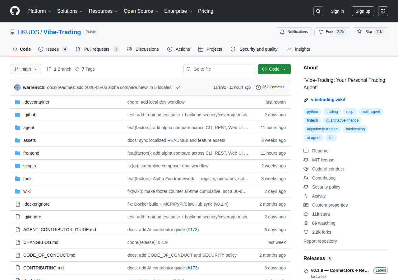 Vibe-Trading GitHub 首页