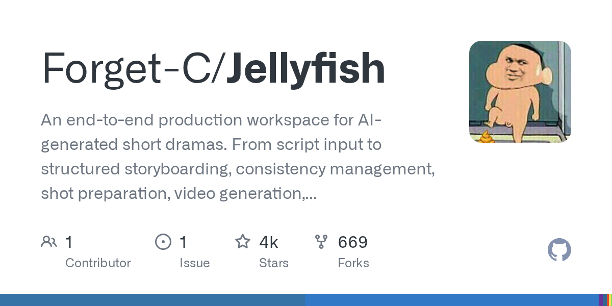 Jellyfish：AI 短剧工厂，从剧本到成片全流程管理