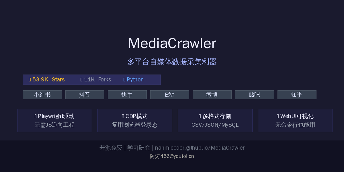 MediaCrawler：多平台自媒体数据采集利器