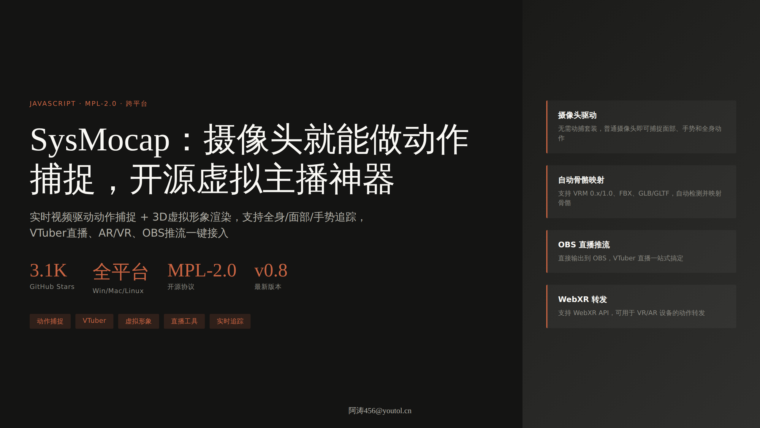 SysMocap：开源虚拟主播动捕神器，摄像头就能做动作捕捉