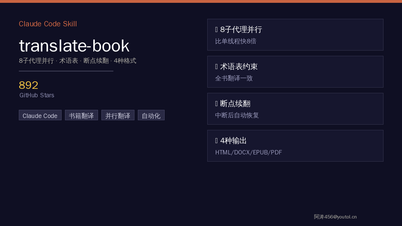 translate-book：用Claude Code并行翻译整本书